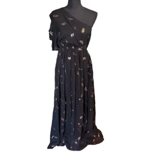 Hale Bob Black Hollynn Asymmetrical Solid Maxi Dress - Picture 1 of 8