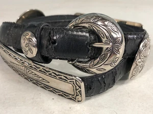 Womens Black Western Aztec Floral Conch Fashion Belt 33" - Picture 1 of 6