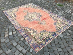 Turkish Antique rug Bohemian Area rug Oushak rug Vintage Rug Handmade Wool rug - Picture 1 of 12