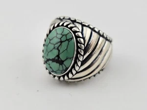 Carolyn Pollack Turquoise Green Stone Ring 925 Sterling Silver Spiral Band 6 - Picture 1 of 5