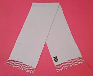 VINTAGE AUTHENTIC SOLID LIGHT BLUE 100% CASHMERE LONG MEN'S FRINGE SCARF - Picture 1 of 3