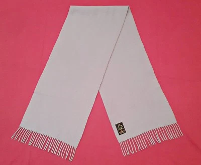 CACHECOL MASCULINO VINTAGE AUTÊNTICO AZUL CLARO SÓLIDO 100% CASHMERE LONGO FRANJA - Imagem 1 de 3