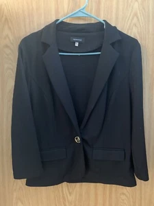 Spense Womens Size L Black Fabric 3/4 Length Sleeves Jacket Blazer Style - Picture 1 of 4