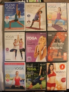 NEW 9 Gaiam DVD lot Marisa Tomel hot yoga Rodney Yee flow power up real beauty - Imagen 1 de 10