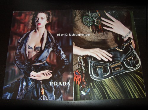 vintage PRADA 6 pagine STAMPA ANNUNCIO autunno 2004 ELISE CROMBEZ Gemma Ward LYDIA HEARST