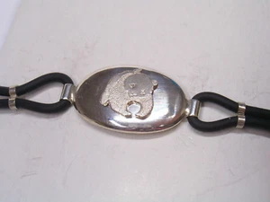 Pulsera con El Panda Símbolo Del Wwf de Plata 925 Y Caucho - Pulsera Brazalete - Imagen 1 de 7