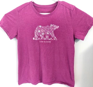 Life Is Good Purple Cool Tee Bear Large Plum Color Short Sleeve - Picture 1 of 4