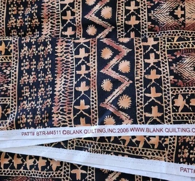 Acolchado en Blanco 2 Yd (+5") X 42" Estampado Geométrico, Negro y Ombre Marrón Tostado Foto 1 de 4