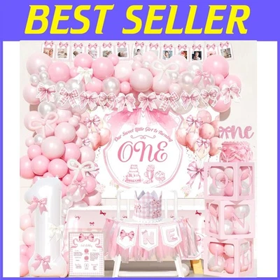 Todo Incluido Arco Rosa Temático 1er Cumpleaños Decoraciones para Tu Princesa Foto 1 de 4