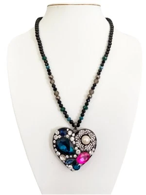 Damen Kette Statement Extravaganter Modeschmuck Halskette Perle Strasssteine - Bild 1 von 4