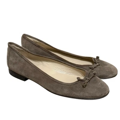 Pisos Napa Valley Taupe Marrón Gamuza Cuero Ballet Pisos 8M Hecho en Italia Foto 1 de 4