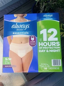 Always Discreet Incontinence Underwear for Women S/M 56 Ct 100% Leak Protection - Picture 1 of 2