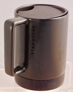 Starbucks Schwarz Keramik Reisebecher 2018 mit Deckel & Gummiboden Quadratisch Hand 14 Unzen - Bild 1 von 3