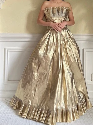 Vestido Vintage Victor Costa Dorado Lamé - XS/2 Foto 1 de 4