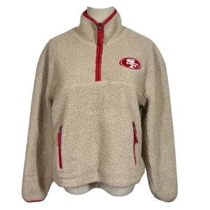 47 Brand San Francisco 49ers Niners Womens Oatmeal Snowbird Sherpa Quarter Zip - Picture 1 of 8