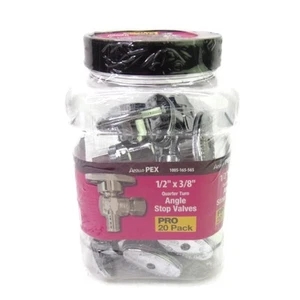 20pc Apollo Pex 1/2" x 3/8" Quarter Turn Angle Stop Valves Pro Pack 1005-165-565 - Picture 1 of 7