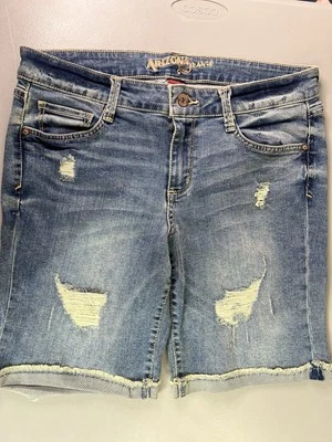 Arizona Jean Co Denim Shorts Distressed Mid Rise Bermuda 8”inseam Size 11 - Image 1 of 4