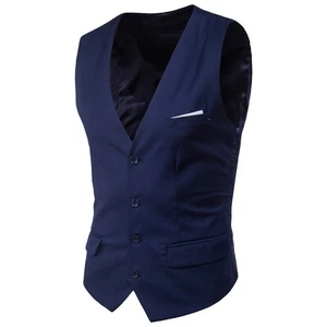 Men's Slim-fit Vest Solid Color Vest - Picture 1 of 26