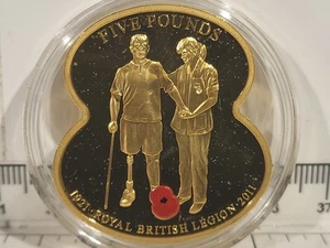 (L1189) £5 Jersey 2011  "Royal British Legion" Poppy  5 Pounds Coin  (f) - Picture 1 of 2
