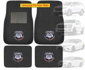 4PC NCAA Georgia Bulldogs Logo Car Truck Black All Weather Carpet Floor Mats - Picture 1 of 5