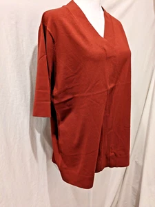 NWT Pendleton Womens XL Rust Color Stretch Silk/Cotton Blend V-Neck 3/4 Sleeve - Picture 1 of 22