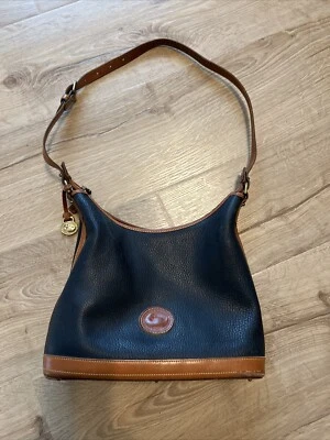 Bolso de Hombro Hobo Cartera De Colección Dooney and Bourke Negro Marrón Cuero Guijarro Foto 1 de 4