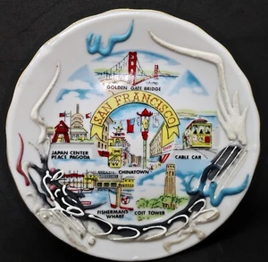 Platillo miniatura 3,5" vintage San Francisco Moriage ojo rojo gris y blanco dragón - Imagen 1 de 6
