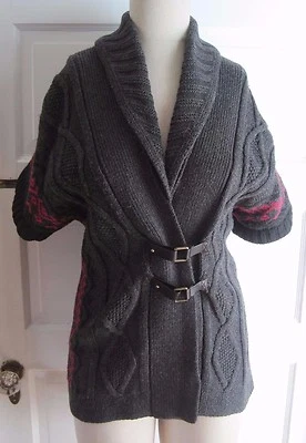 Tommy Hilfiger Hebilla Nórdica Cable Tejido Chal Cuello Suéter Chaqueta Mujer S Foto 1 de 4