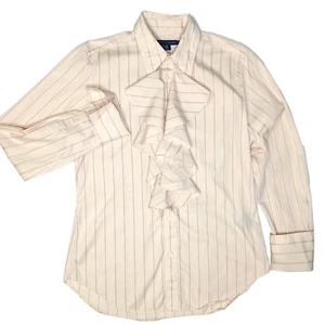Ralph Lauren Blue Label Rüschenhemd Damen Gr. 12 Knopfleiste rosa-beige - Bild 1 von 12
