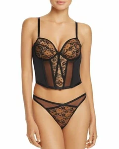 NEW DITA VON TEESE BLACK EXOTIQUE LONGLINE UNDERWIRE BRA  SIZE 10D + BRIEF SET  - Picture 1 of 4