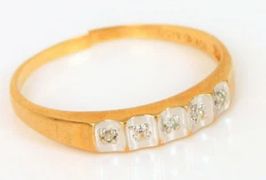 VINTAGE 10K YELLOW GOLD DESIGNER SIGNED SMALL DIAMOND CHIP RING Sz 9.5 1.4 GRAM - Picture 1 of 4