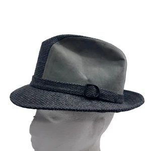 Vintage Mens Fedora Hat Trilby 2 Tone Tweed Suede Stevens Gray Made in USA - Picture 1 of 8