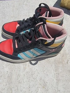 Adidas Hardcourt Hi-tops. Throwback Style Large Tongue Bright Color Mix Sz 4 - Picture 1 of 11