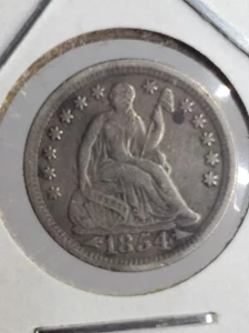 1854-P Pfeile am Datum sitzende Freiheit Silber halber Groschen erscheint sehr schön  - Bild 1 von 9