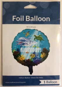 Dolphin Birthday Party Metallic Balloon 18” Clown Fish Turtle Coral Sea Life - Picture 1 of 12