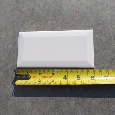 8 White 3"x6 Beveled Gloss Finish Ceramic Subway Tile Backsplash Wall Bath 1 ²ft - Image 1 of 4