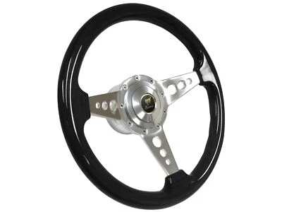 Ford Bronco 1978-91 9 pernos madera de fresno negro 14" kit de volante, 3 orificios de radios Foto 1 de 4