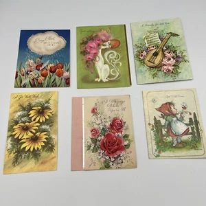 Vintage Get Well Cards Lot Of 6 Unused 1950s/1960s Retro Crafts Journaling READ - Picture 1 of 14