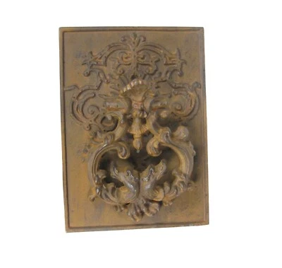 Cast Iron Door Knocker Griffins Ornate Design Distressed Plate - Image 1 of 4
