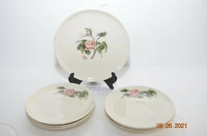 Vintage Universal Ballerina 'Moss Rose' Salad Plate and 6 Saucers - Picture 1 of 5