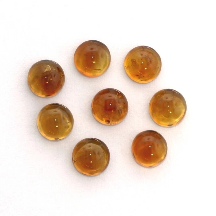  MADEIRA CITRINE 4 MM ROUND CUT CABOCHON 6 PIECE SET F-3423 - Image 1 of 1