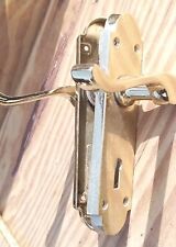 Vintage old Antiques Brqss Pair Door Handles 7" Inches Shiny With Key Holes 