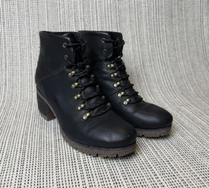 Korks By Kork-Ease Erica Womens Size 11M Black Ankle Boots Lace Up Iconic Hikers - Picture 1 of 24