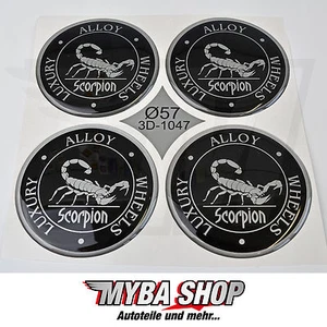 4X SILICONE STICKERS SCORPION Ø= 57Mm For Hub Cap Emblems Stickers "NEW" - Picture 1 of 1