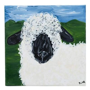 Clarence The Sheep | 10 X 10 | Canvas Painting | The Painted Attic - Picture 1 of 5