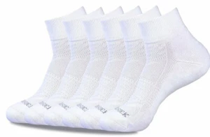 6 PAIR PREMIUM TURKISH COTTON ANKLE QUARTER CREW SOCKS WHITE - Picture 1 of 4