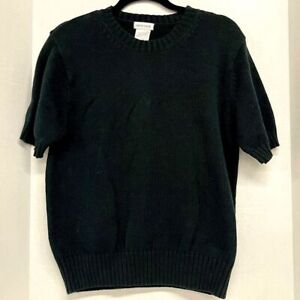 Vintage ladies black Pierre Cardin short sleeve sweater size large cottage core