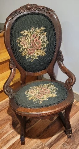 Antique Floral Rocker ~ Victorian Parlor Style Accent Rocking Chair. ( Original) Cover