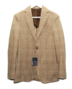 NEW HACKETT HALF LINED WOOL/COTTON BEIGE POW KNIT PRINCE OF WALES JACKET 34" R - Picture 1 of 9