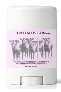 TALLOW & BLOOM WOMEN'S 100% USDA GRASS-FED BLACK ANGUS BEEF TALLOW DEODORANT! - Picture 1 of 4